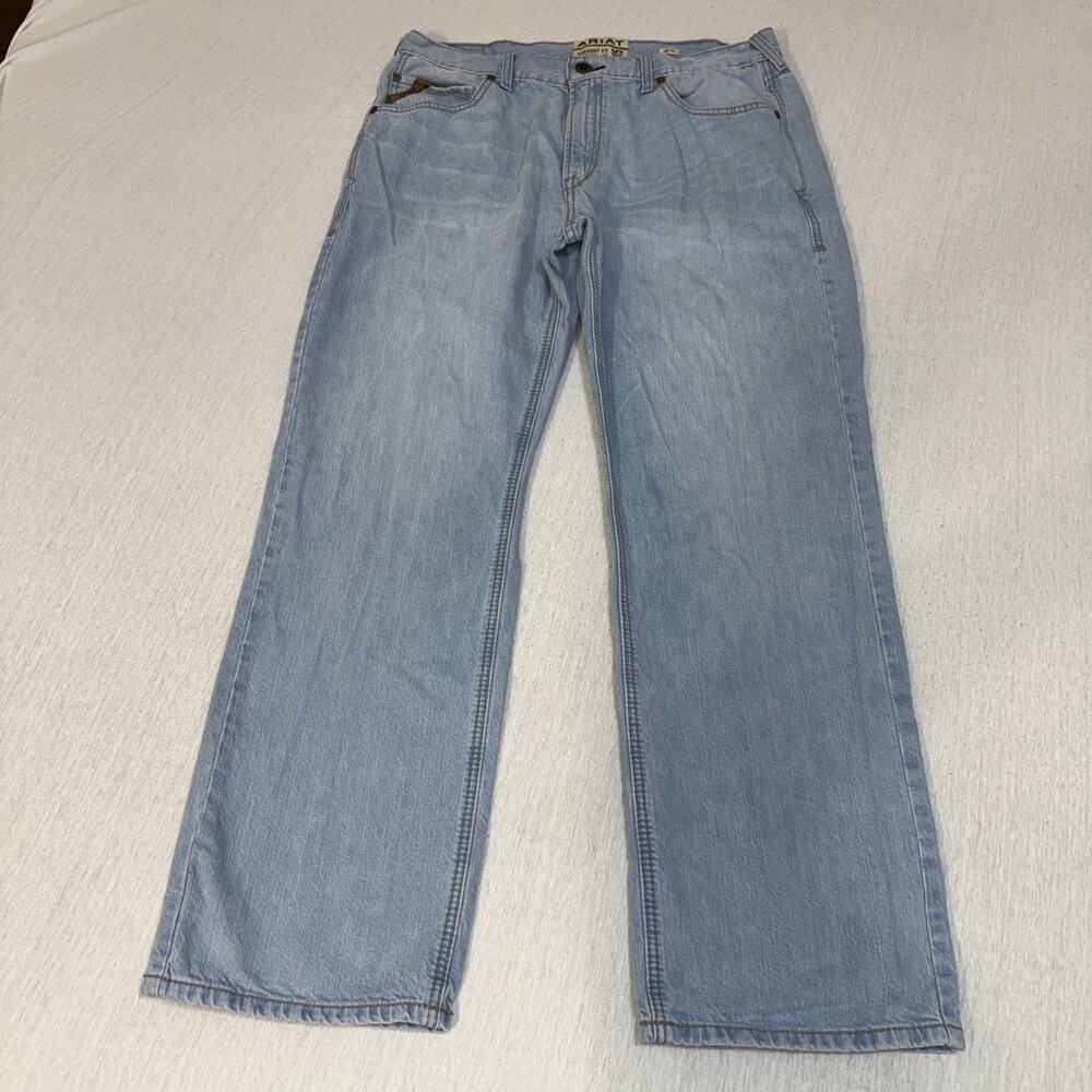 Ariat M5 Jeans Men 40x32 Blue Straight Fit Legacy Stretch Light Wash Western EUC